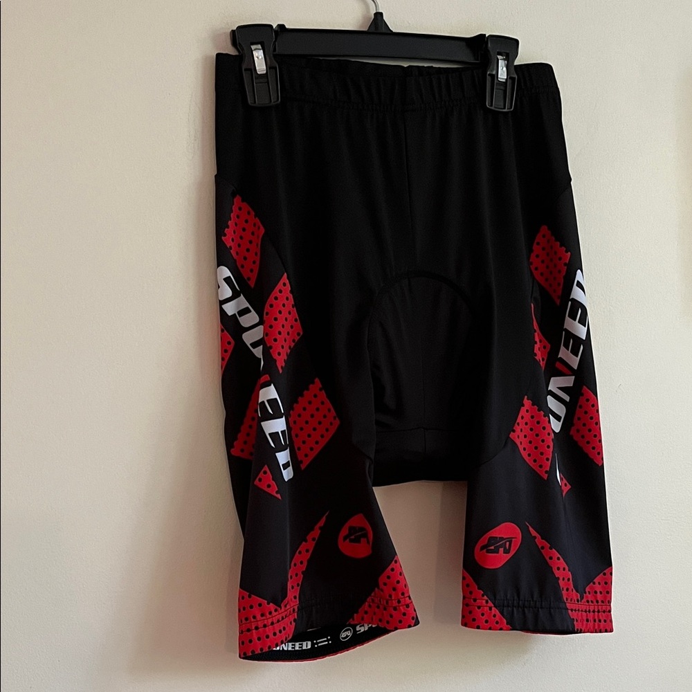 Sponeed Men's Black and Red Cycling Shorts